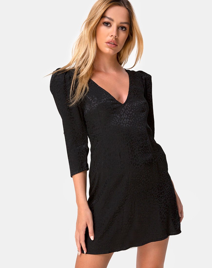 Robe Dumia en satin Cheetah Black