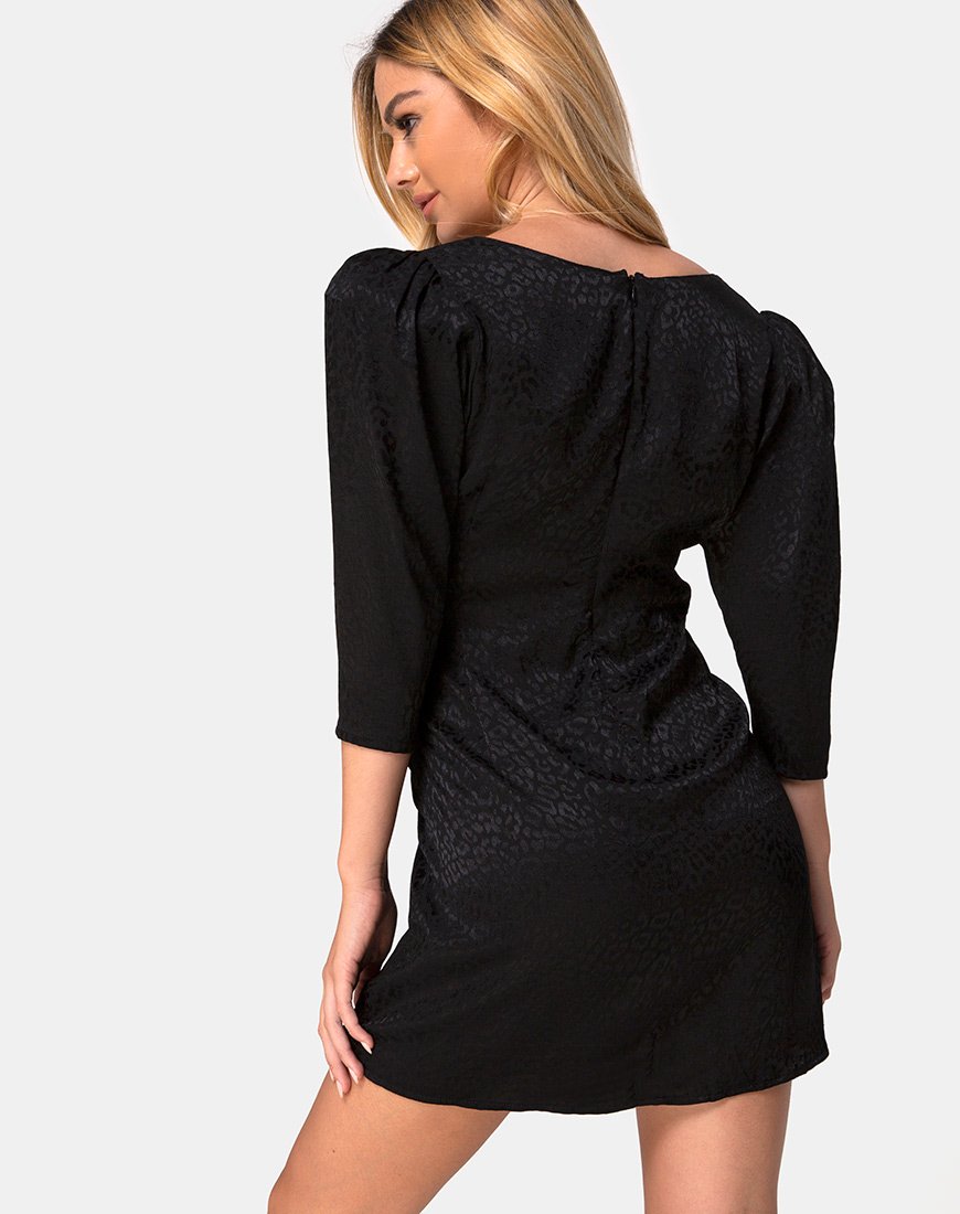 Robe Dumia en satin Cheetah Black