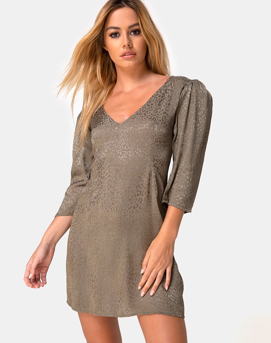 Mini robe Dumia en satin Cheetah Silver Grey