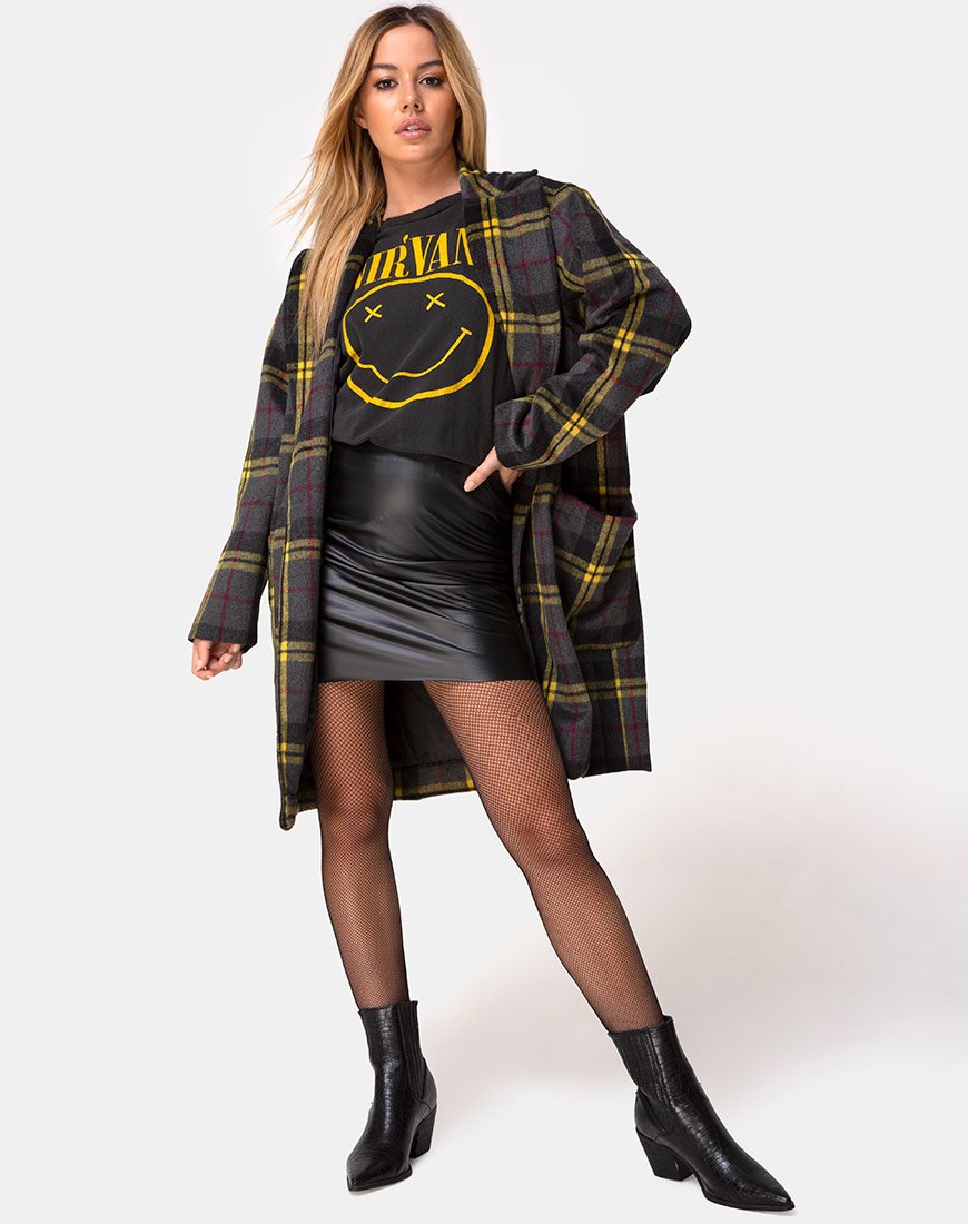 Image de Dusty Coat in Check Yellow Brown