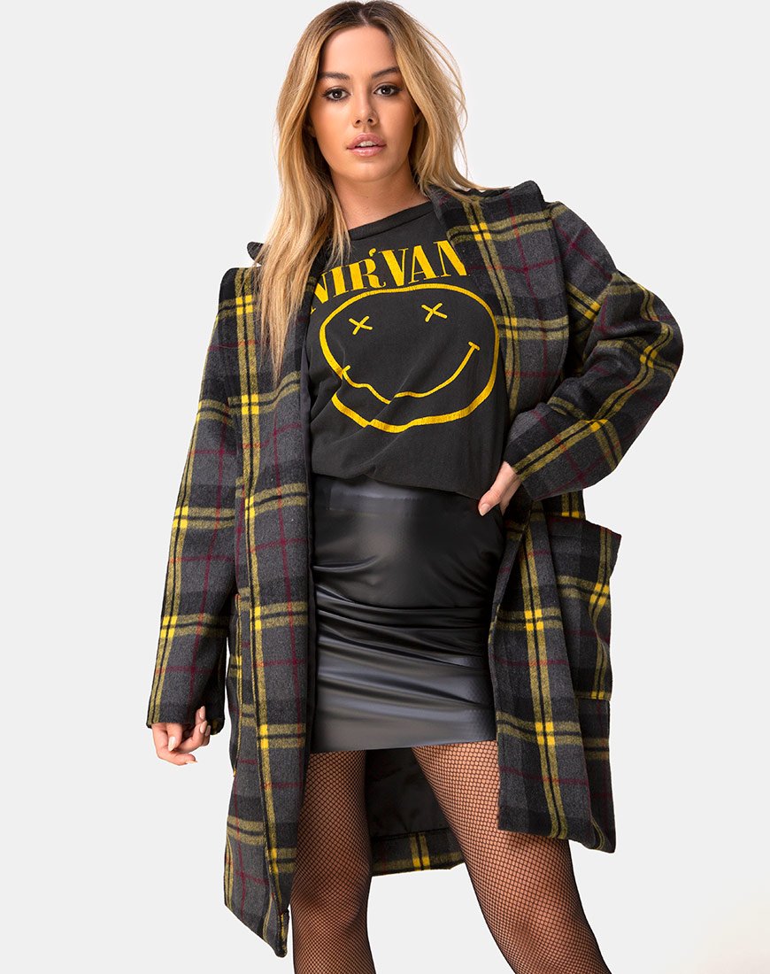 Manteau Dusty à carreaux Jaune Marron