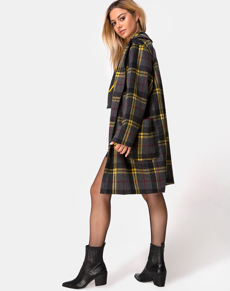 Image de Dusty Coat in Check Yellow Brown