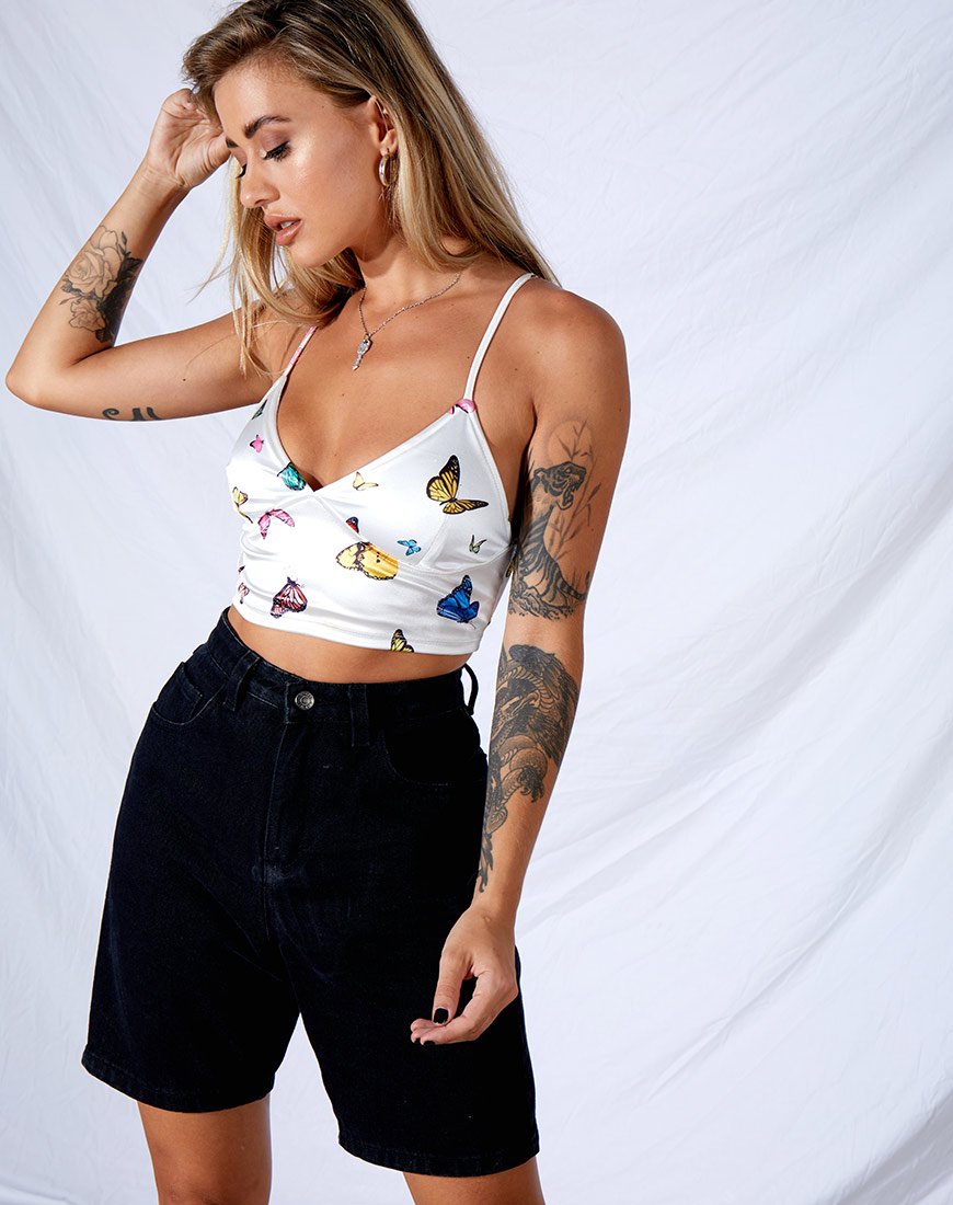Image de Veila Crop Top in Cream Butterfly