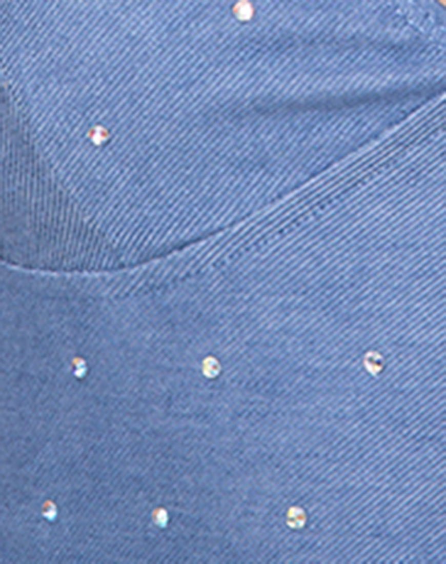 Image de Dyla Crop Top in Blue Denim Hot Fix