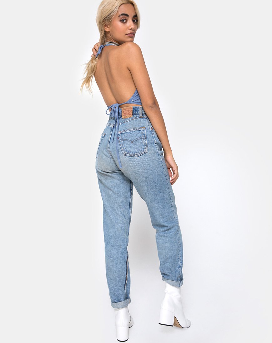 Image de Dyla Crop Top in Blue Denim Hot Fix