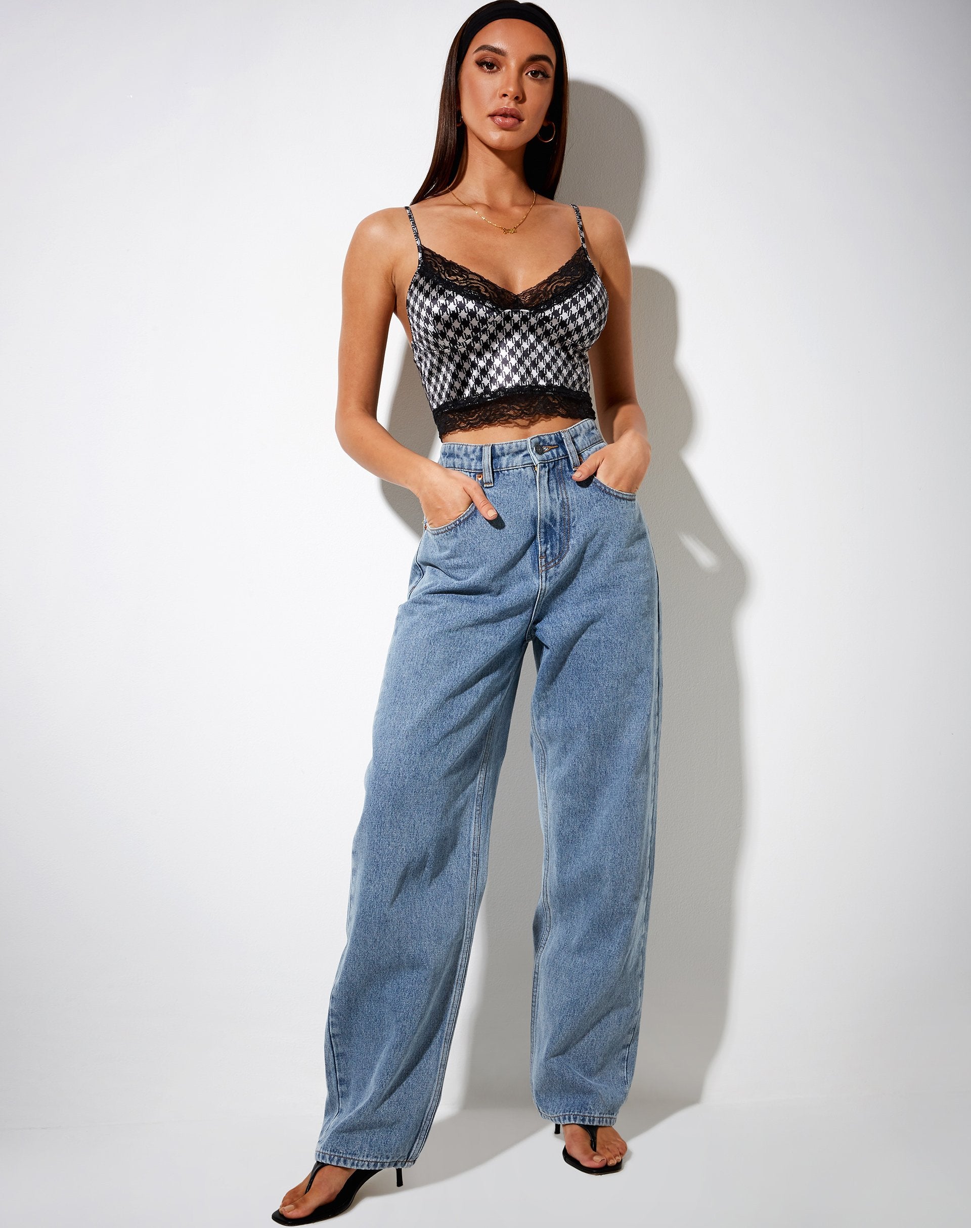 Image de Dyrana Crop Top in Diagonal Dogtooth