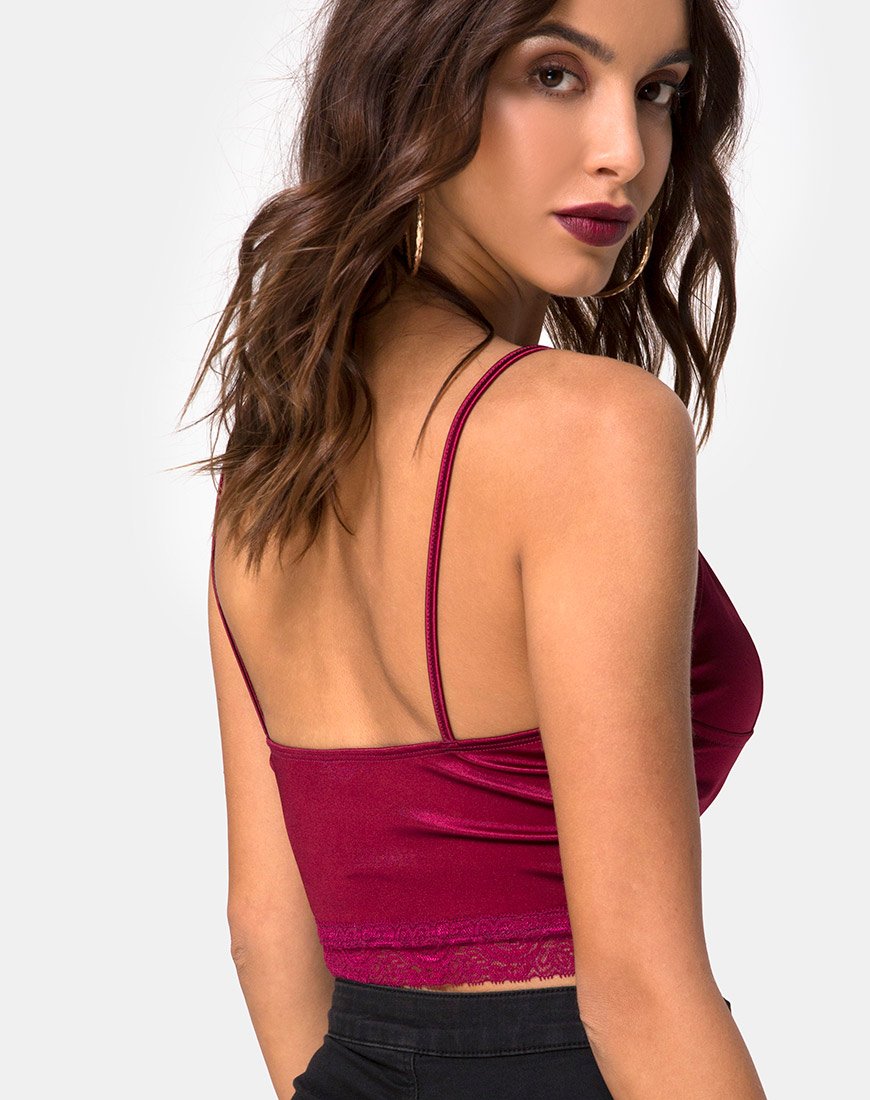 Image de Dyrana Top in Burgundy with Burgundy Lace