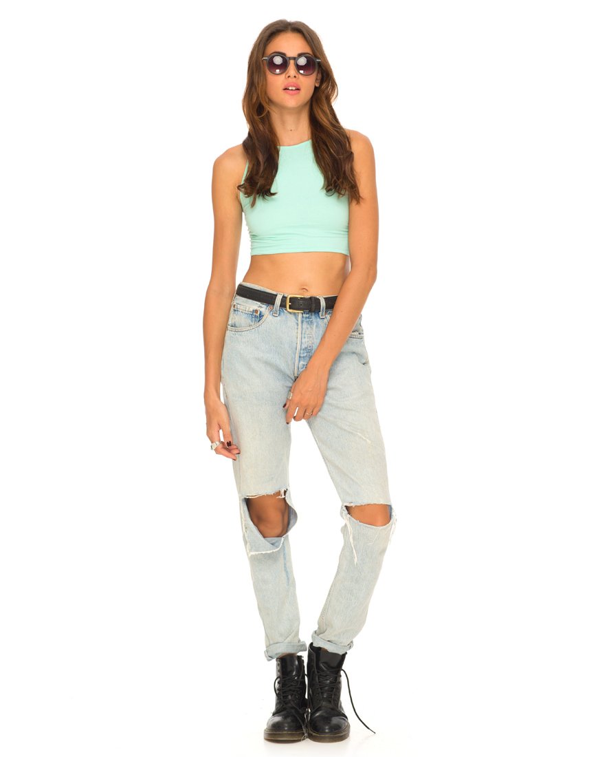 Image de Motel Early Strappy Crop Top in Mint