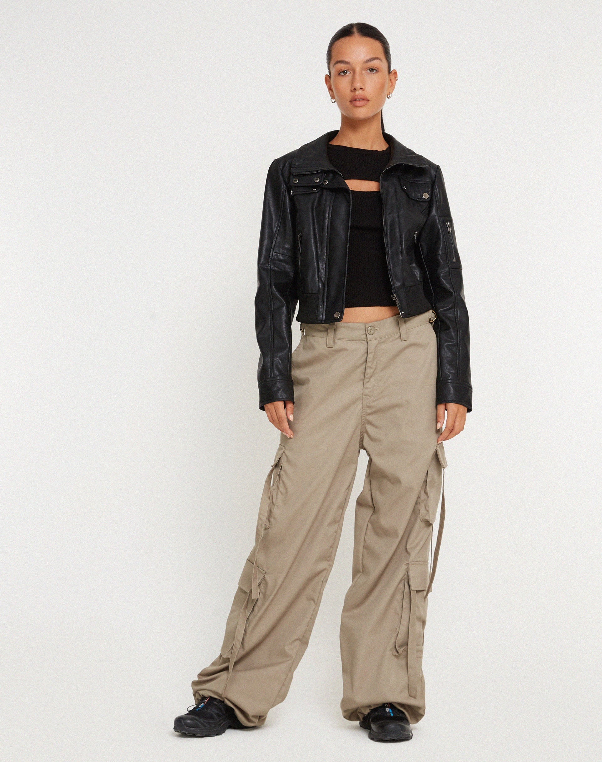 Image de pantalon cargo à jambes larges Edgar en coton drill taupe