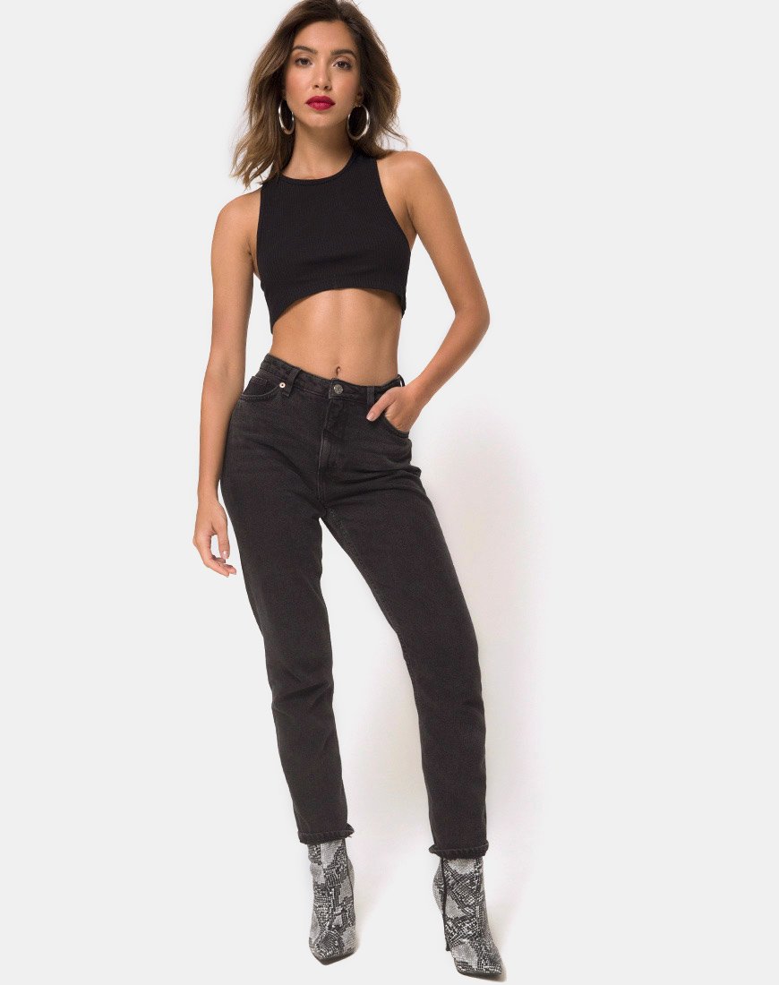 Image de Edina Crop Top in Rib Black