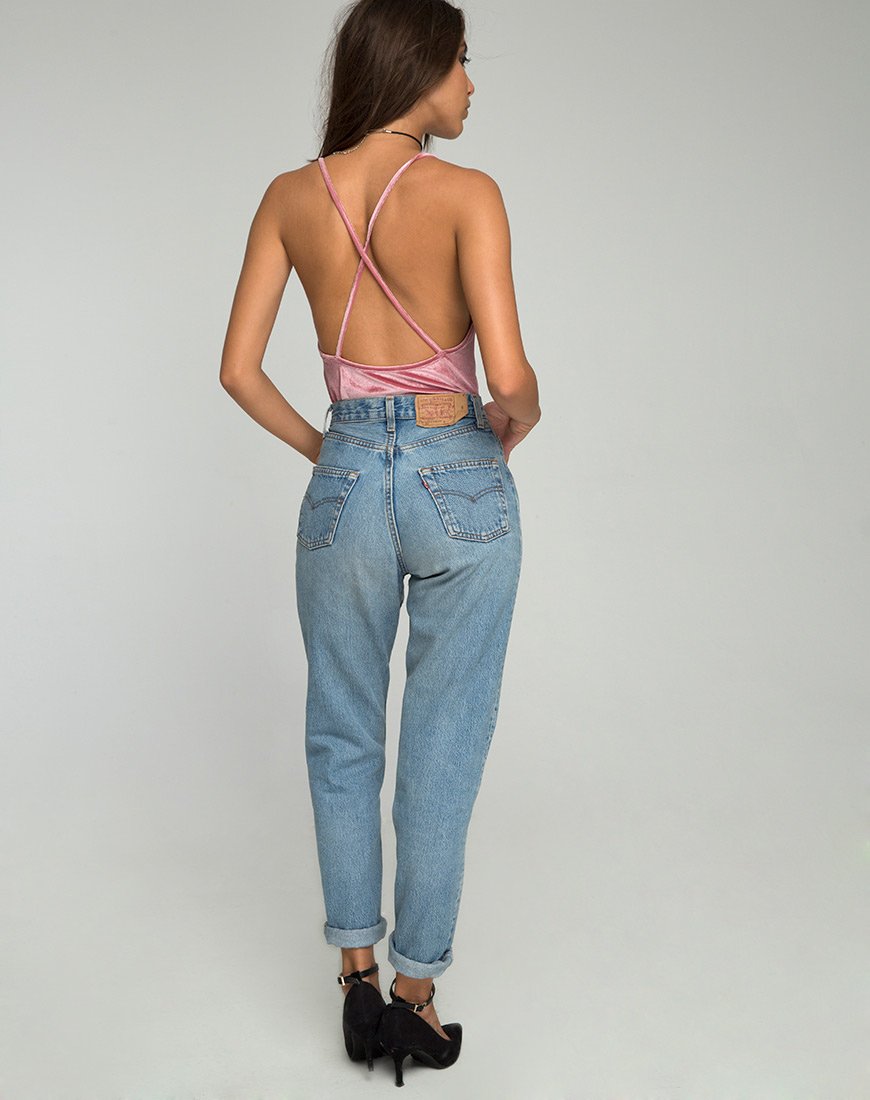 Image de Eikin Bodice Plunge en velours Blush