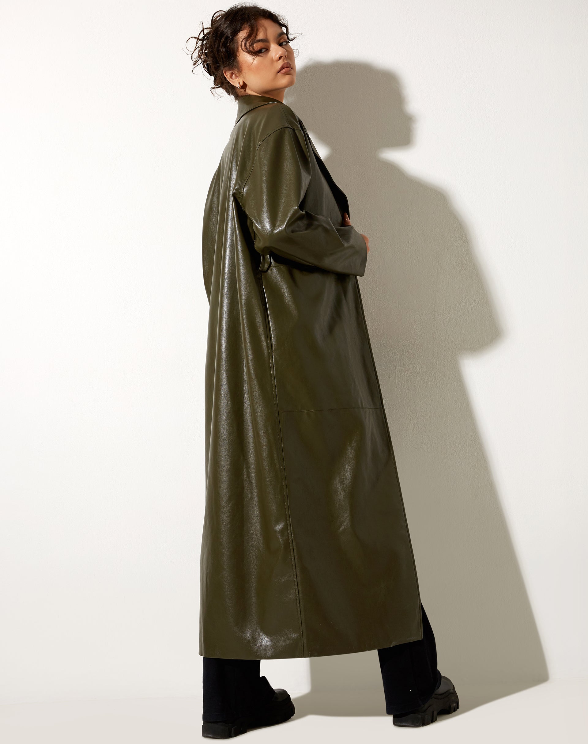 Image de Ejo Trench Coat en PU Dark Olive