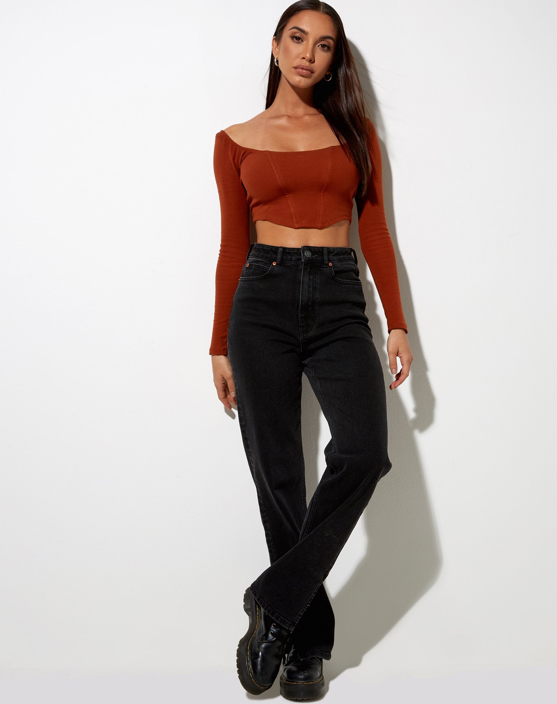 Image de Elcaca Crop Top in Rib Bombay Brown