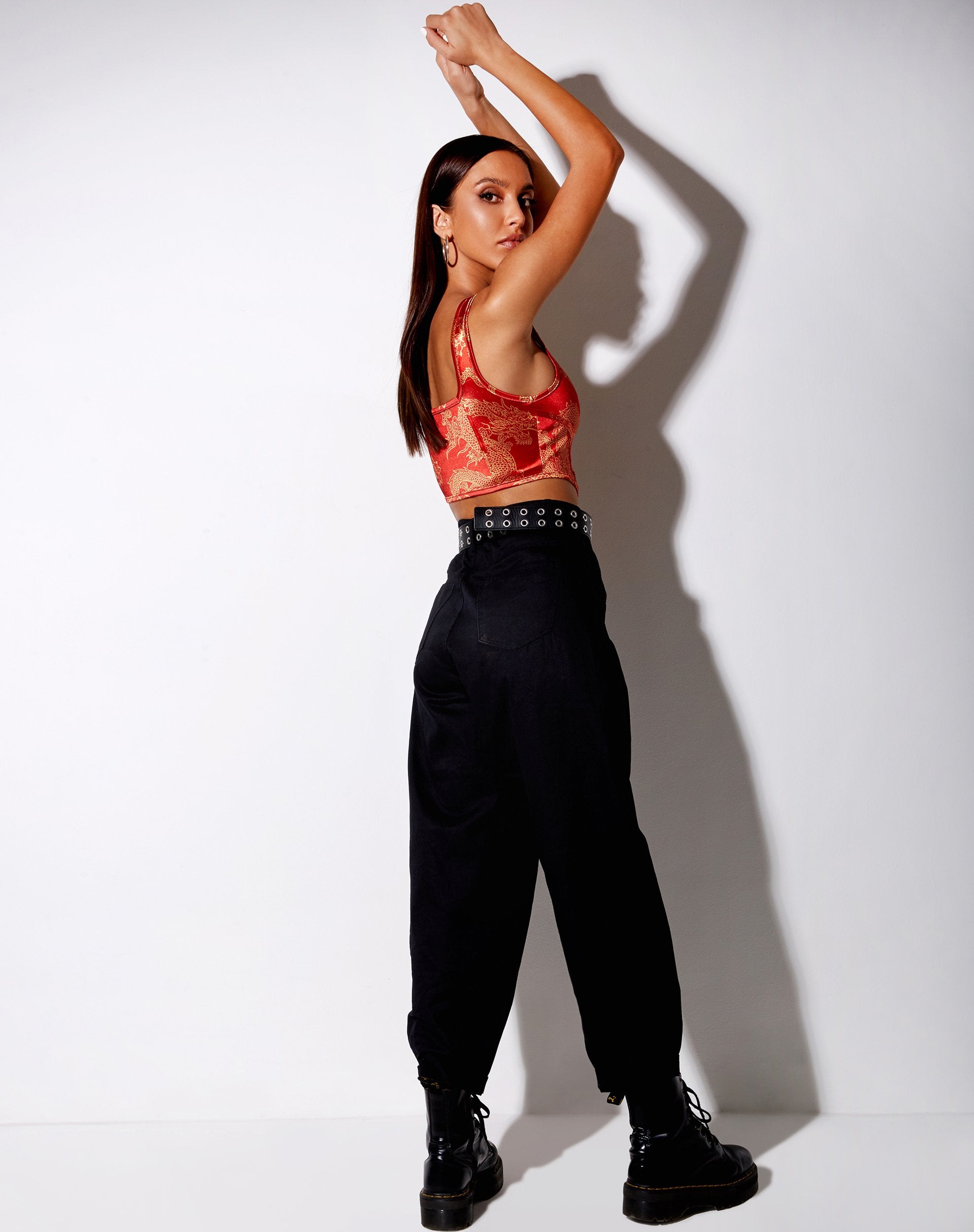 Image de Elci Corset Top in Dragon Flower Red Gold