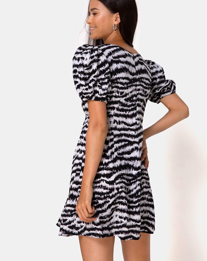 Elcia Dress in Animal Drip Grey (Robe Elcia en gris goutte d'eau)