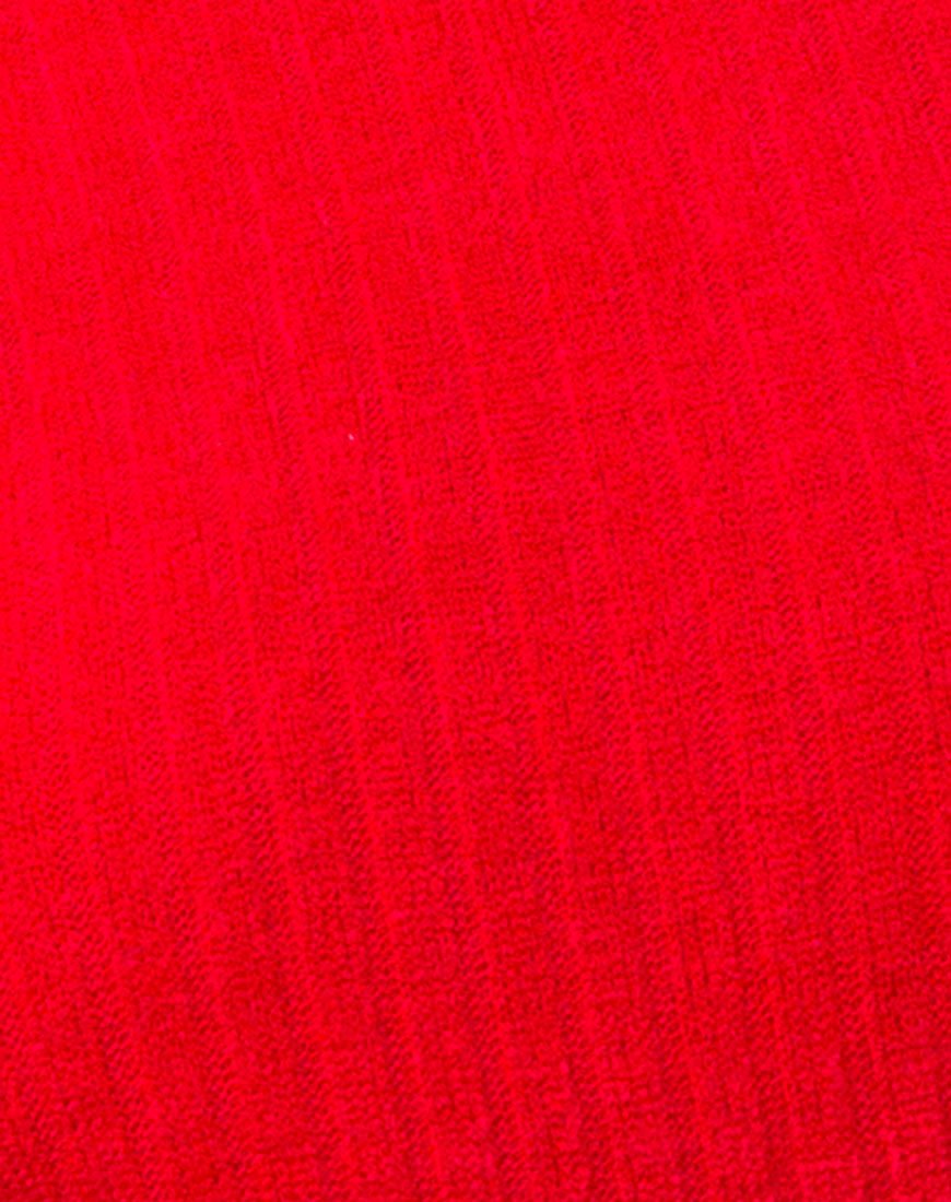 Image de Elena Crop Top en tricot côtelé rouge
