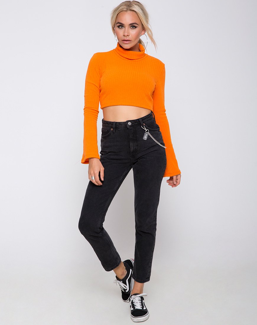 Image de Elena Crop Top en tricot côtelé Orange