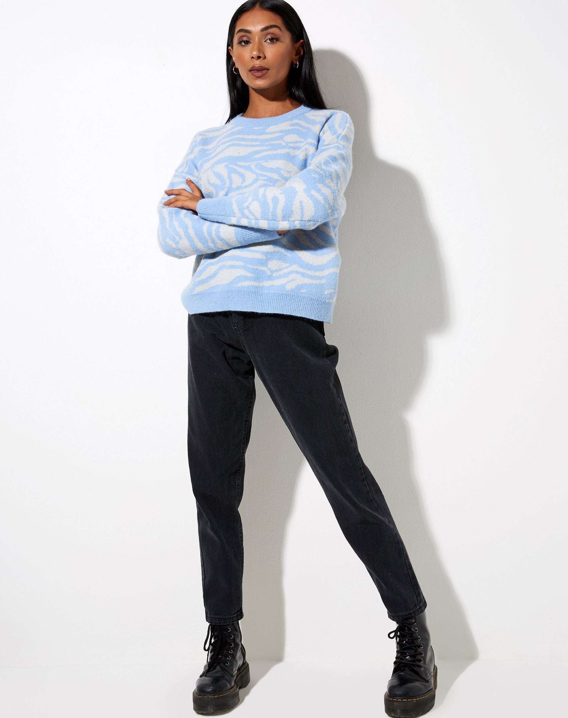 Image de Eleni Jumper in Zebra Blue Grey