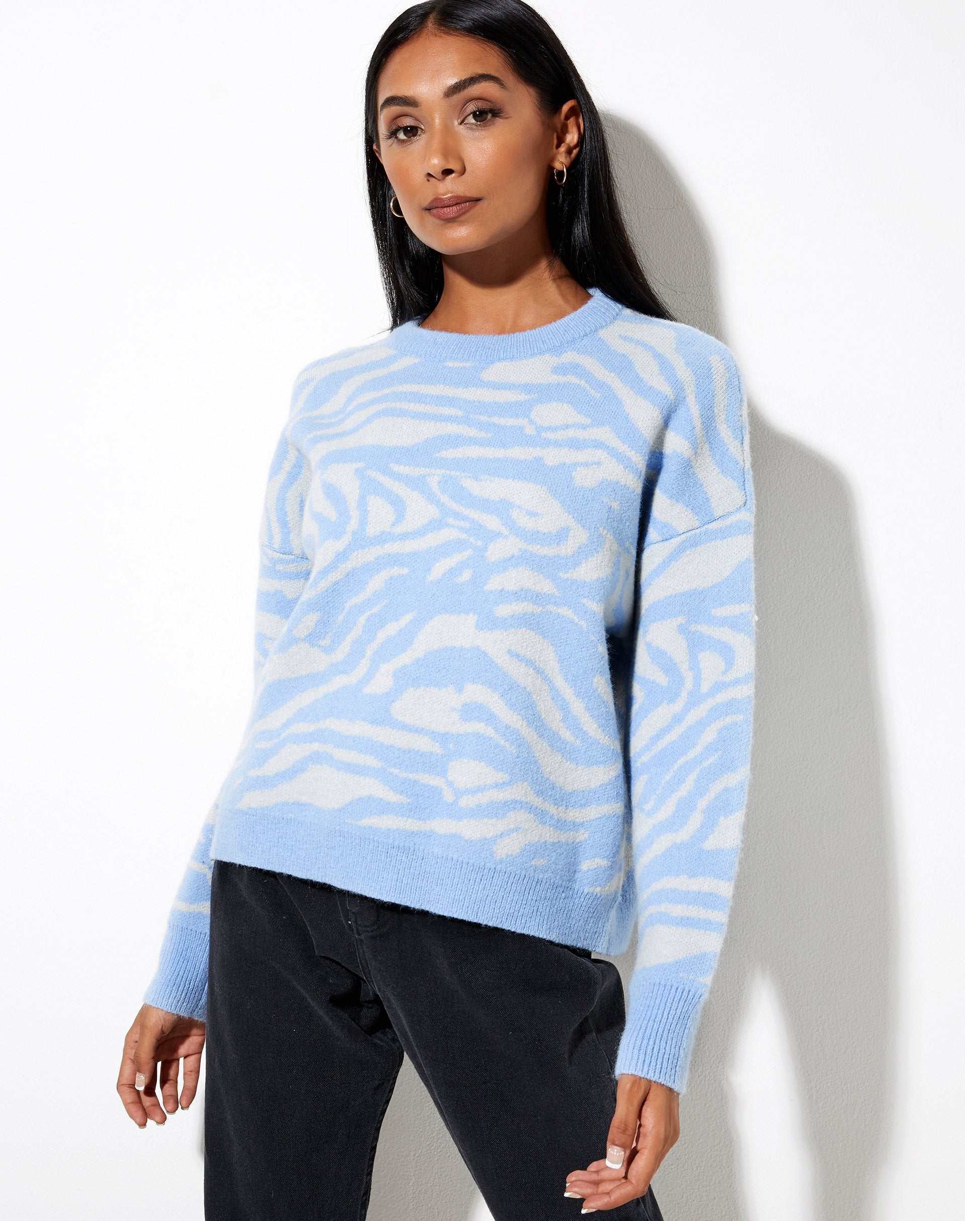 Image de Eleni Jumper in Zebra Blue Grey
