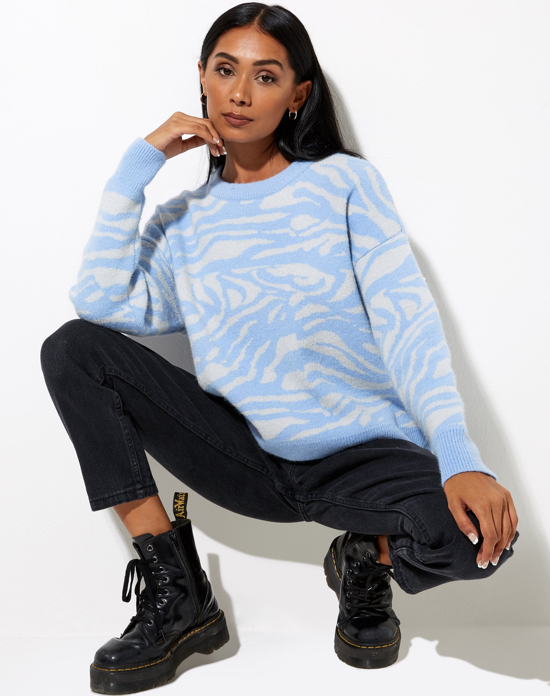 Image de Eleni Jumper in Zebra Blue Grey