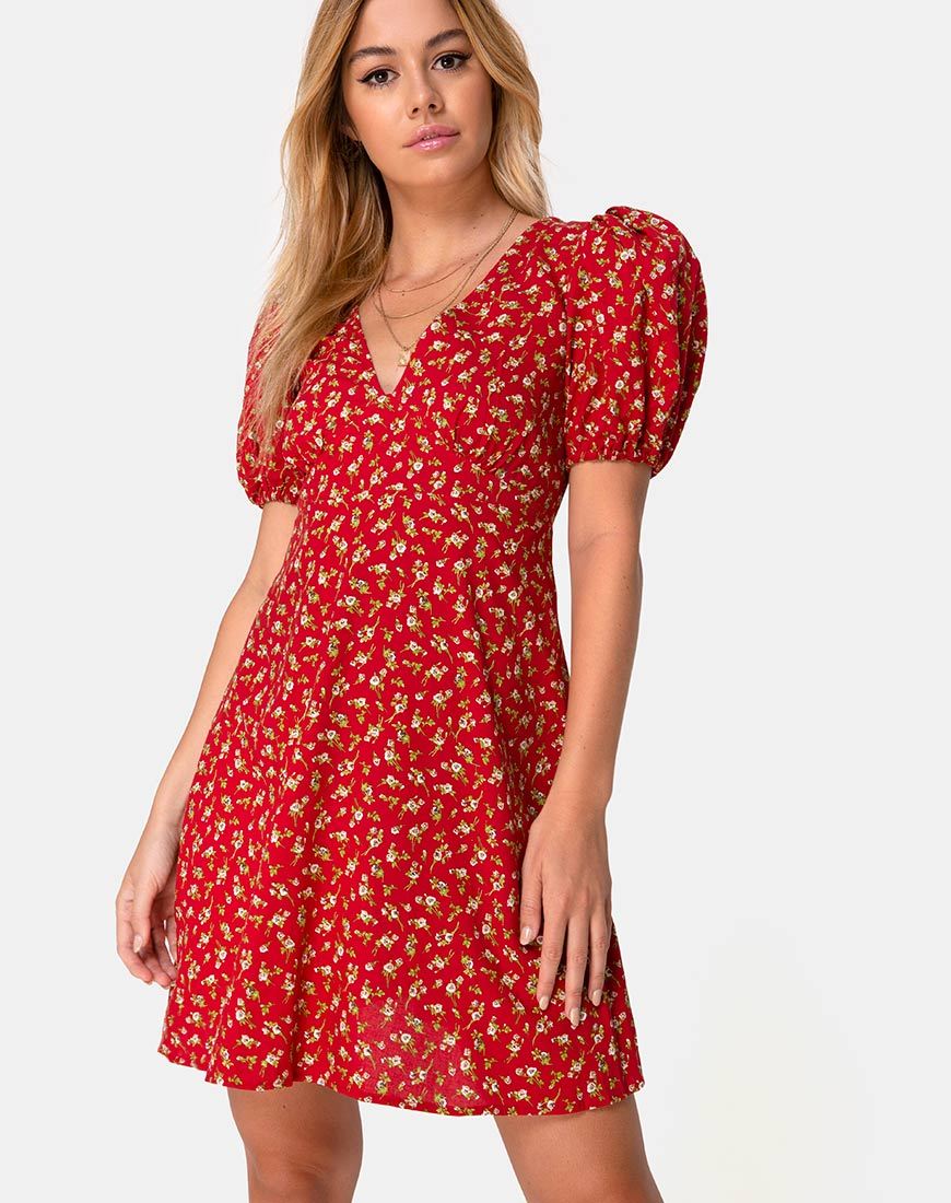 Image de Elfira Dress in Falling for You Floral Red