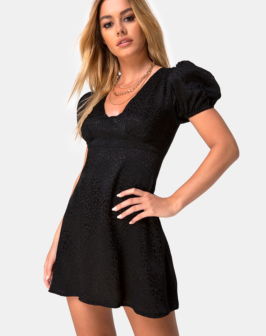 Mini robe Elfy en satin Cheetah Black