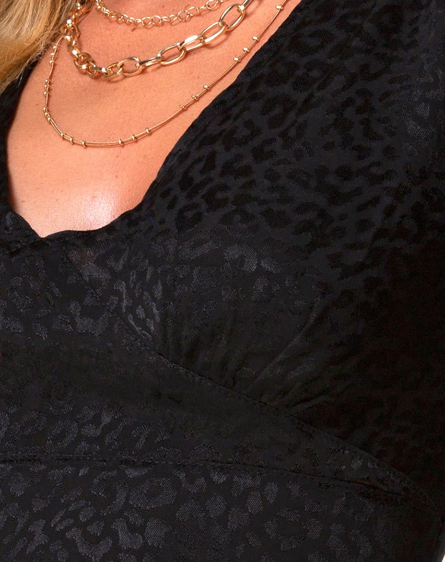 Image de la Mini robe Elfy en satin Cheetah Black