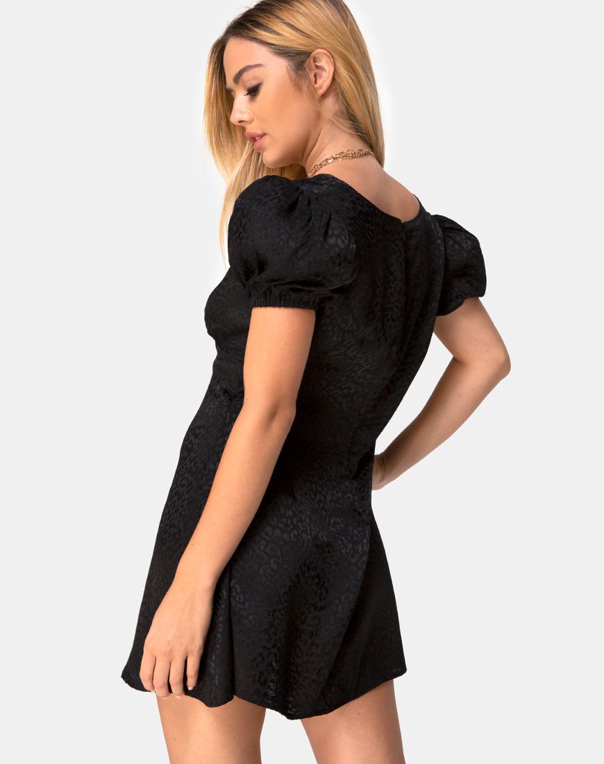 Mini robe Elfy en satin Cheetah Black