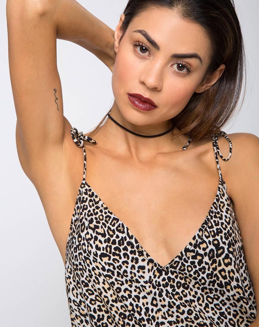 Image of Elgia Slip Dress in Rar Leopard Brown