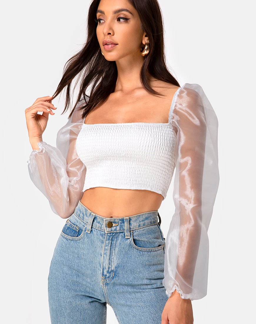 Top Elina en organza crème