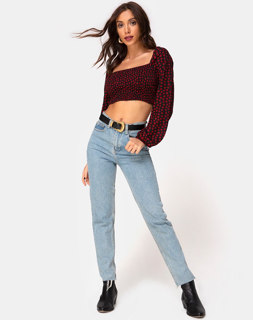 Image de Elina Top in Dotty Rose Black