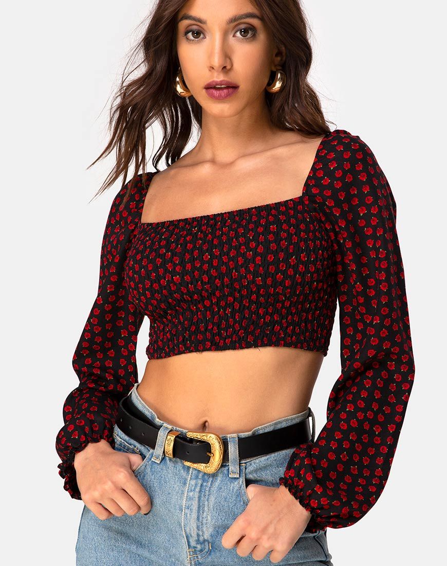 Image de Elina Top in Dotty Rose Black