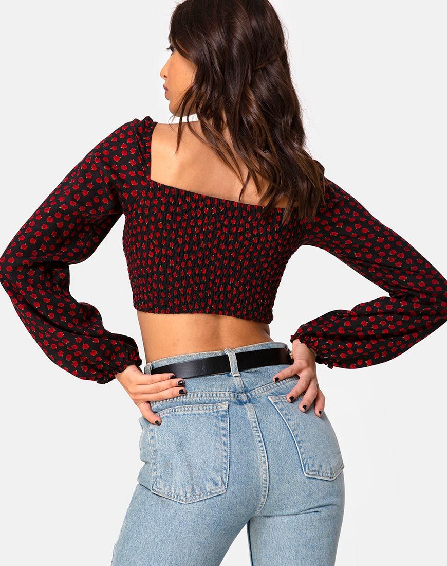 Image de Elina Top in Dotty Rose Black