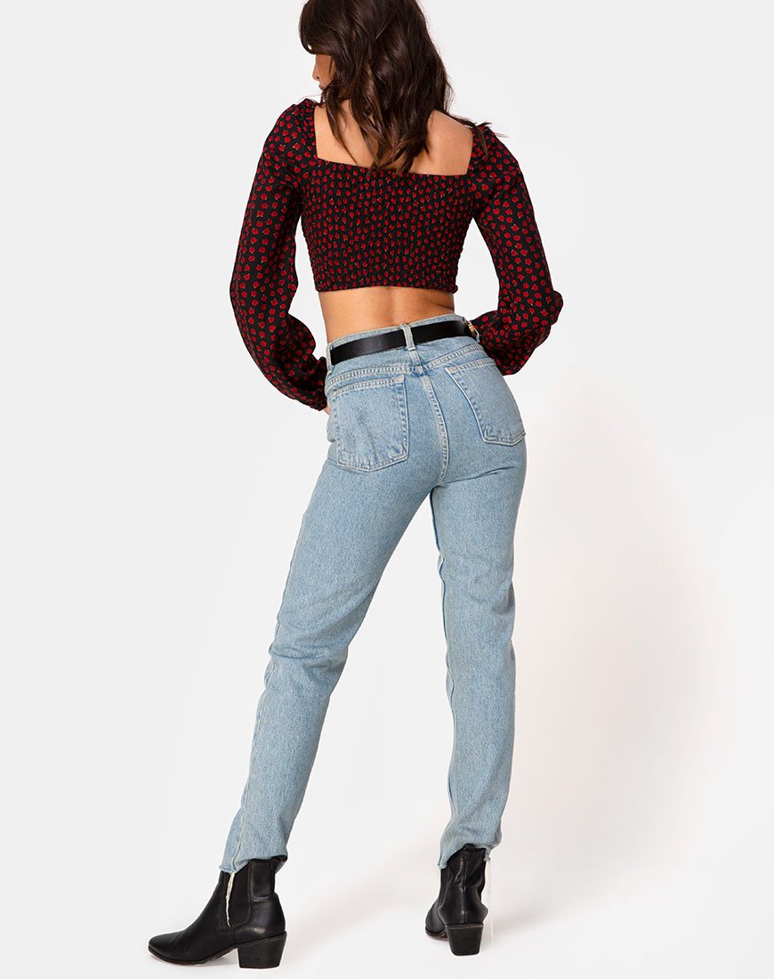 Image de Elina Top in Dotty Rose Black