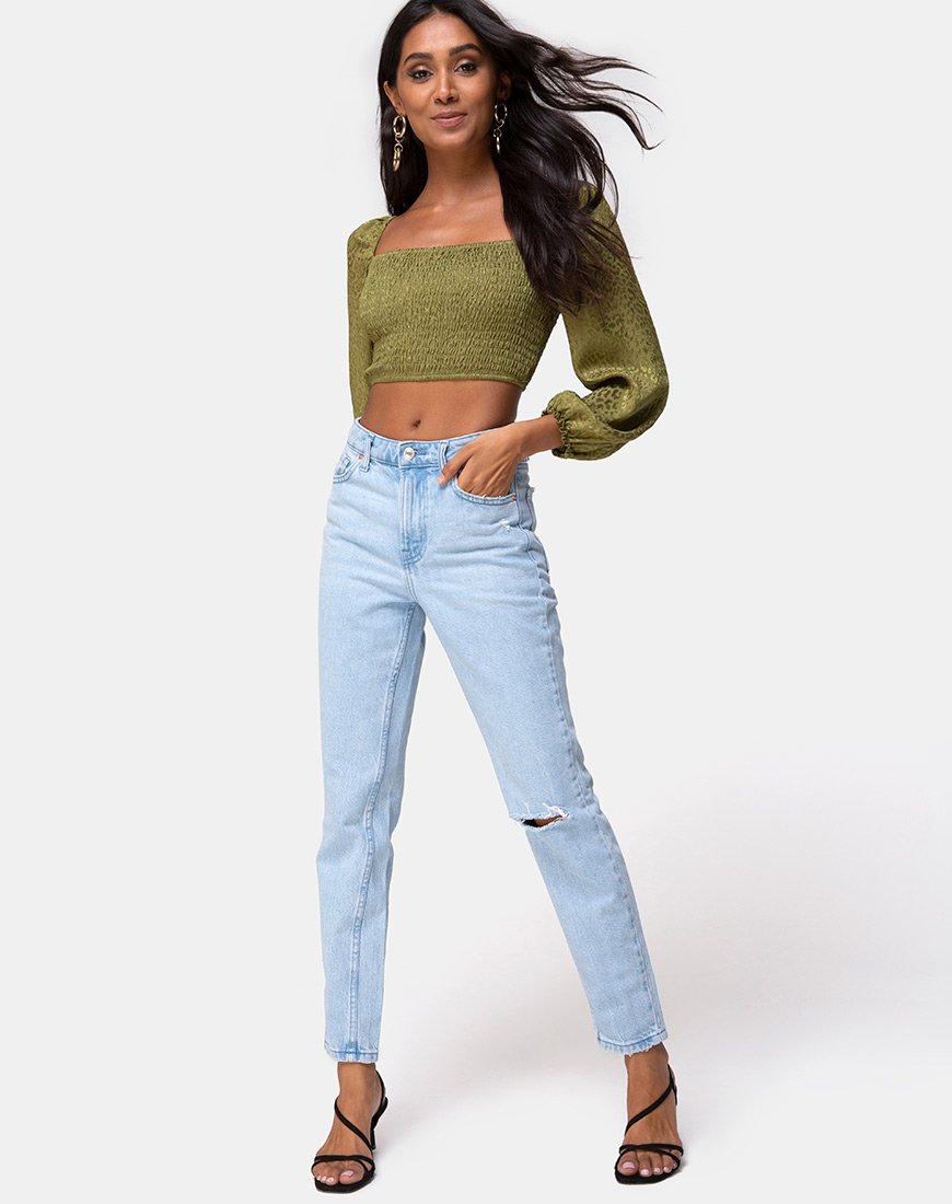 Image de Elina Top in Satin Cheetah Khaki