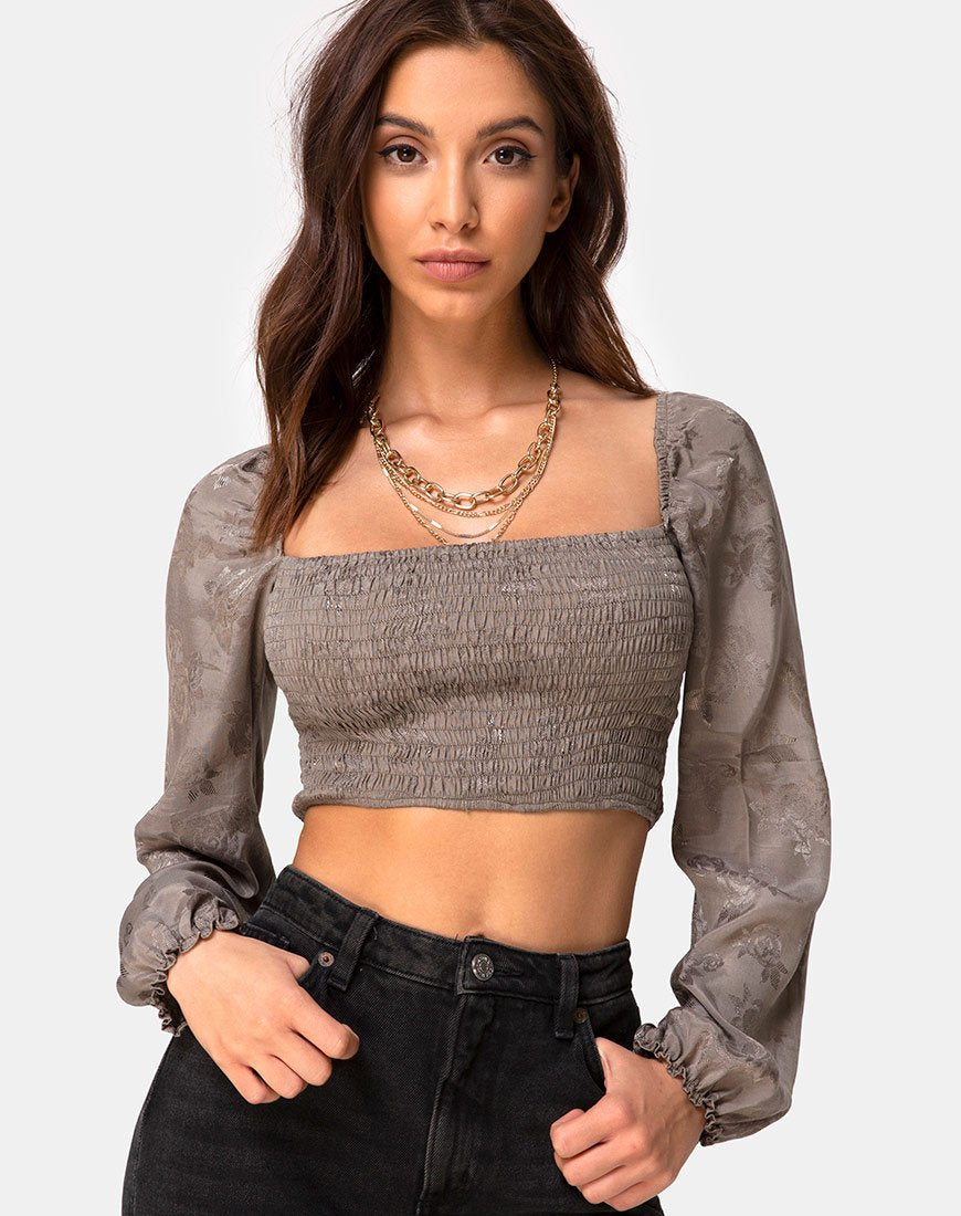 Image de Elina Top en Satin Rose Silver Grey