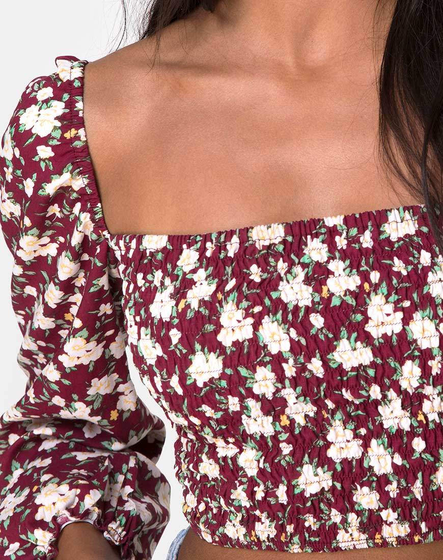 Image de Elina Crop Top in Wild Fleur Maroon