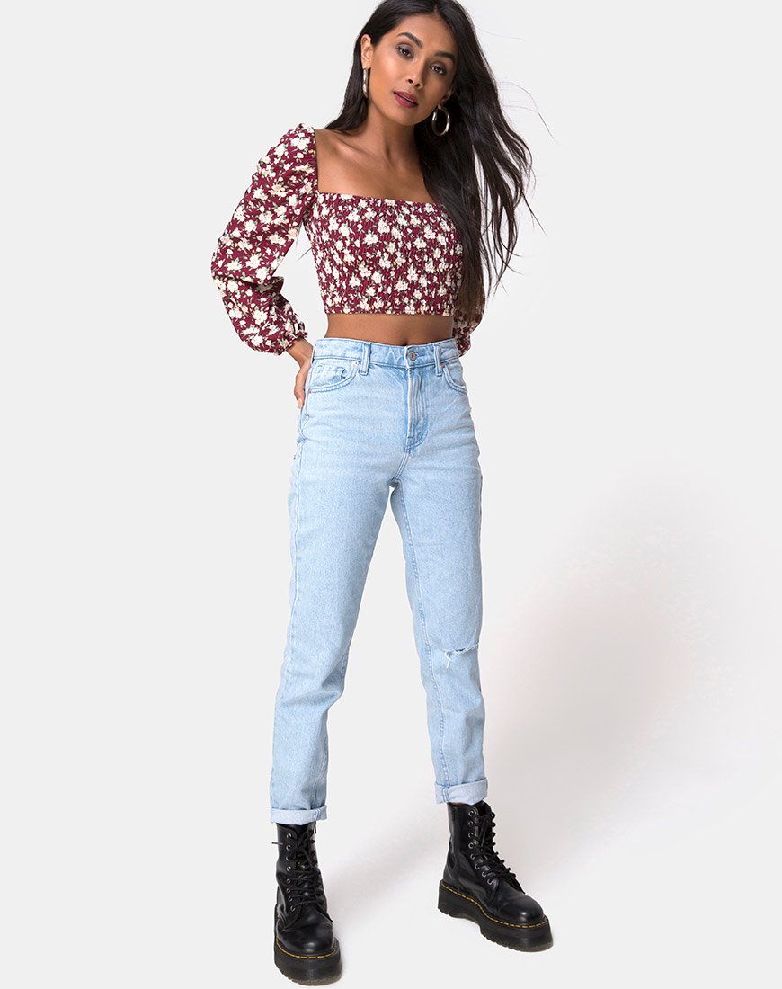 Image de Elina Crop Top in Wild Fleur Maroon