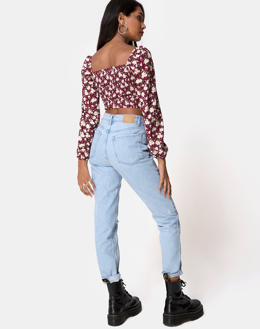 Image de Elina Crop Top in Wild Fleur Maroon