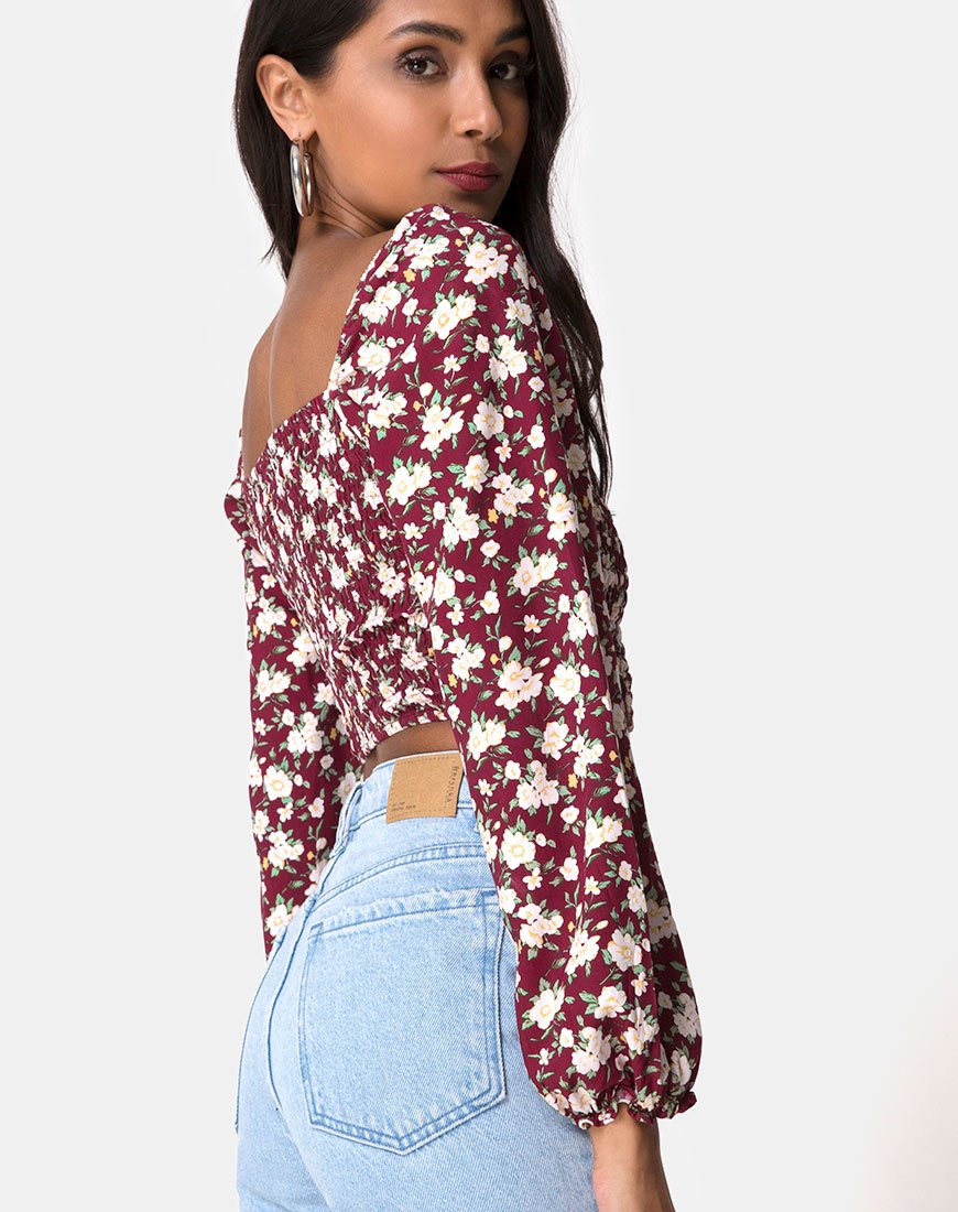 Image de Elina Crop Top in Wild Fleur Maroon