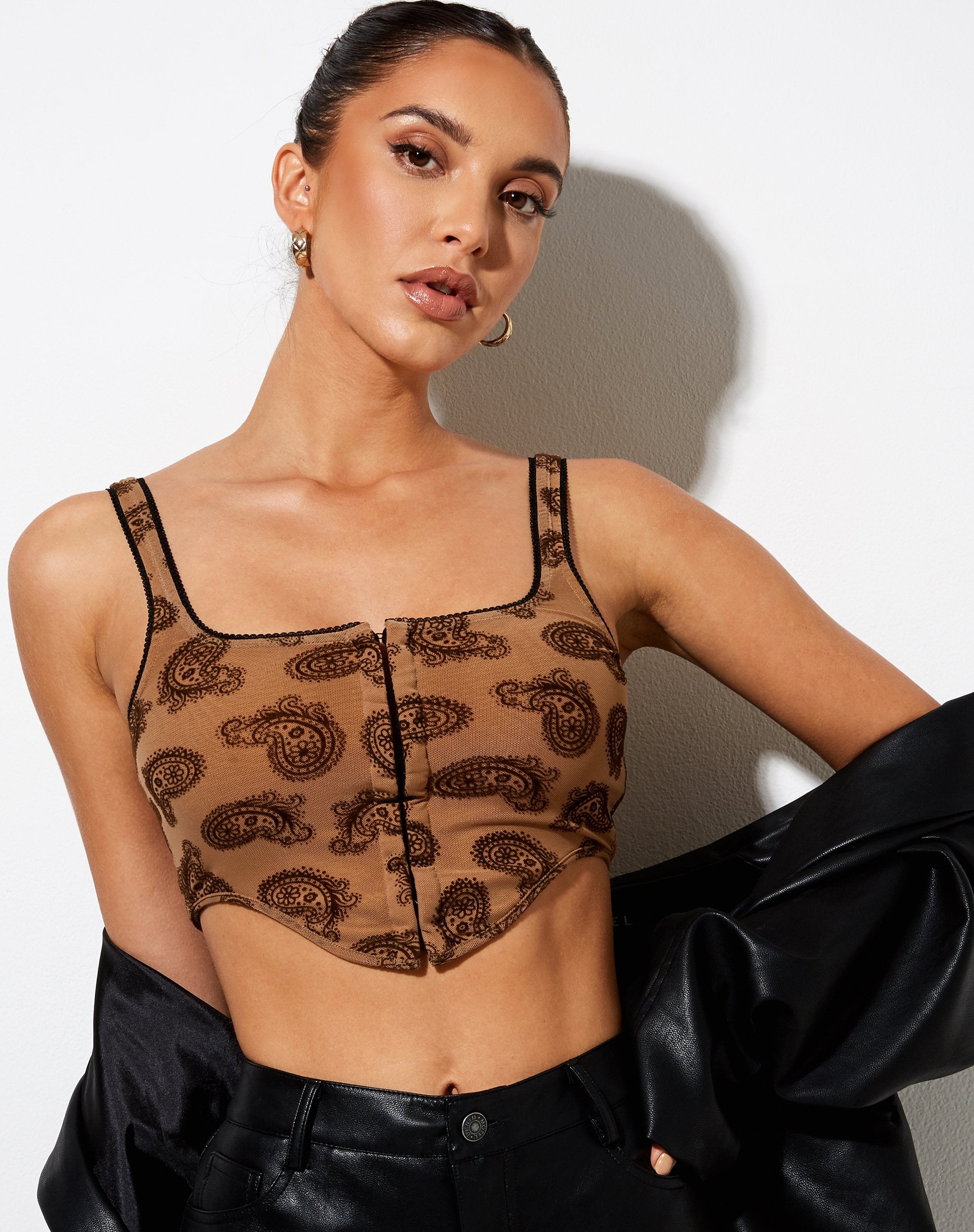 Image de Elix Crop Top in Persian Night Flock Brown