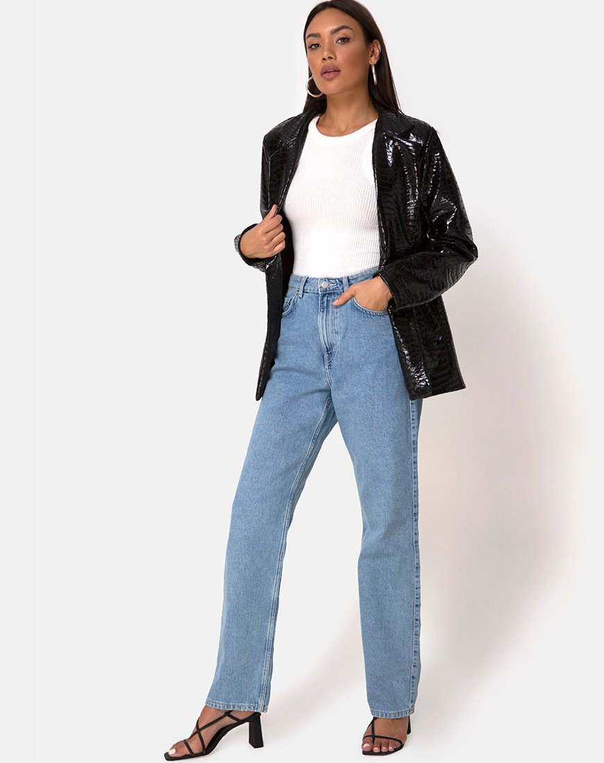 Image de la blazer Elize en Croc PU Noir