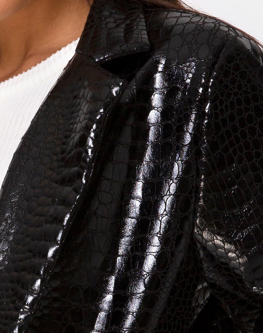 Image de la blazer Elize en Croc PU Noir