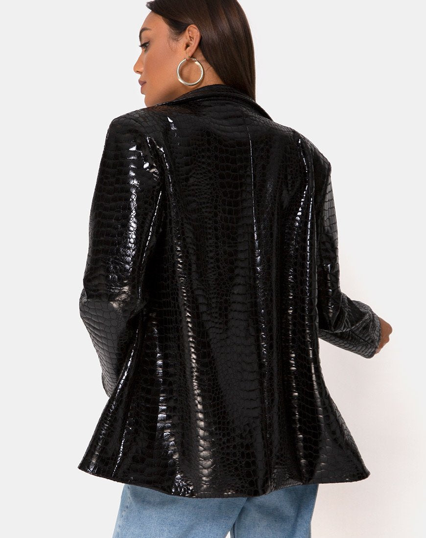 Blazer Elize en croc PU noir