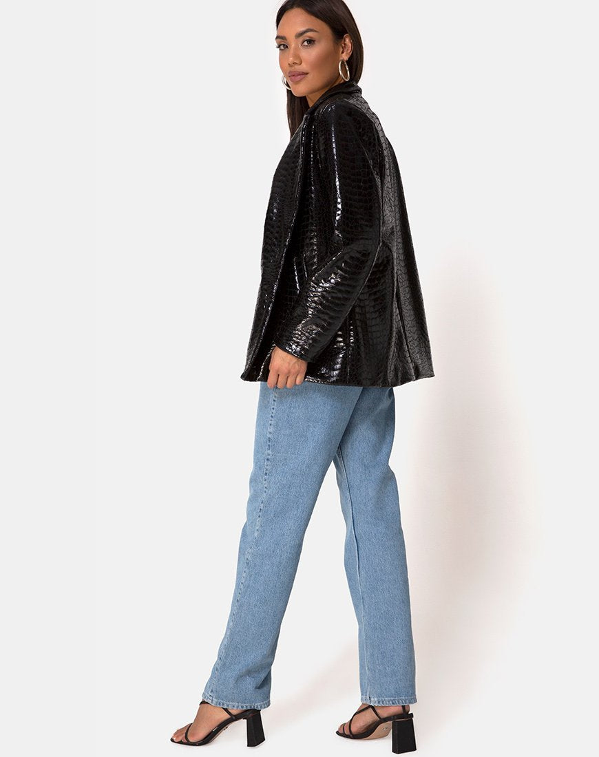 Image de la blazer Elize en Croc PU Noir