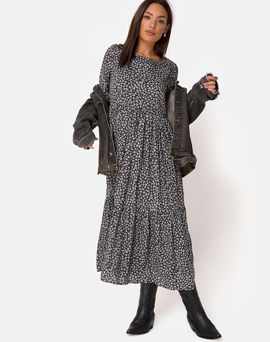 Image de la robe Ellery en Ditsy Rose Noir