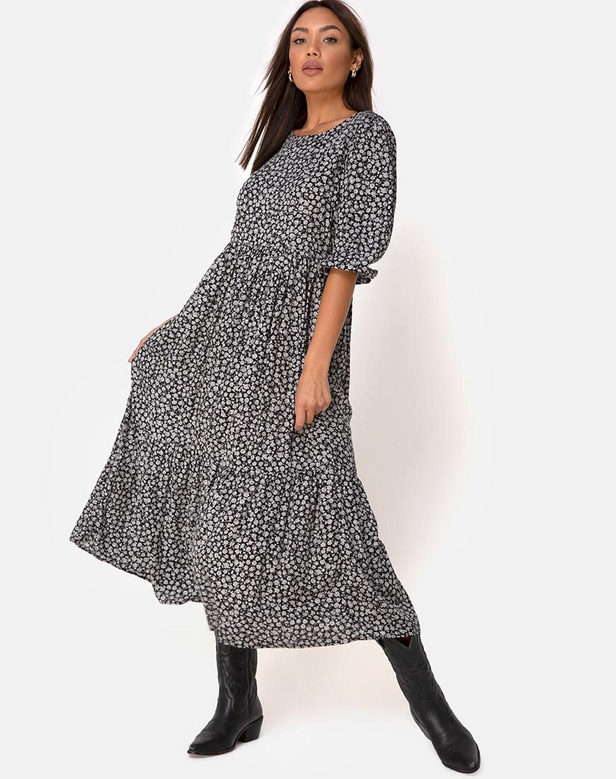 Image de la robe Ellery en Ditsy Rose Noir