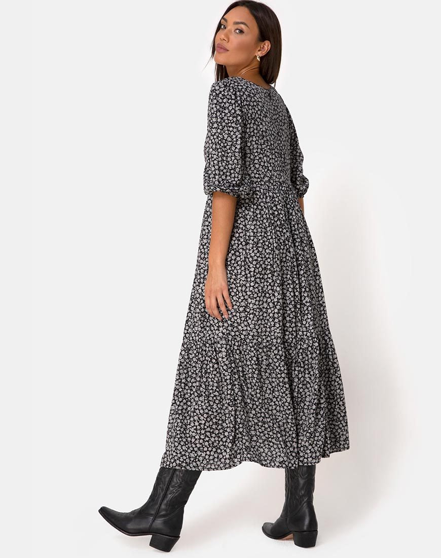 Image de la robe Ellery en Ditsy Rose Noir