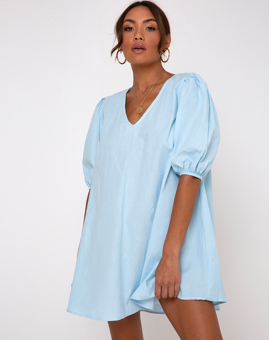 Image of Elna Babydoll Dress in Sky Blue