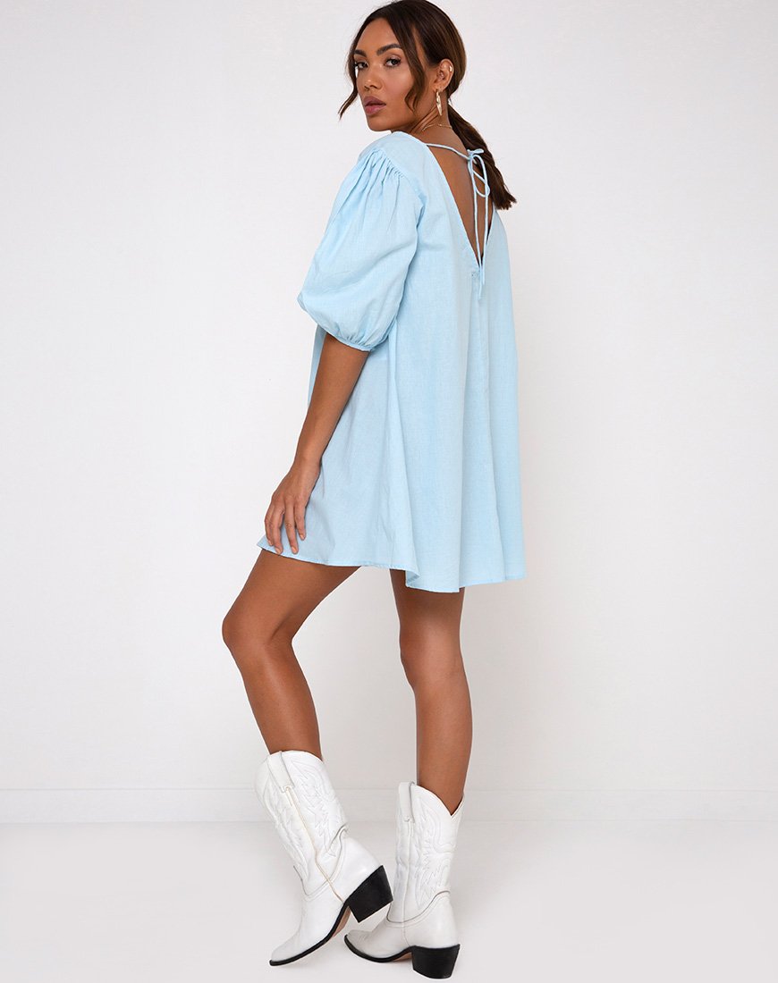 Image of Elna Babydoll Dress in Sky Blue